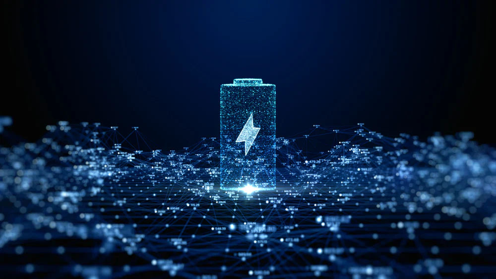 Abstract battery on dark background