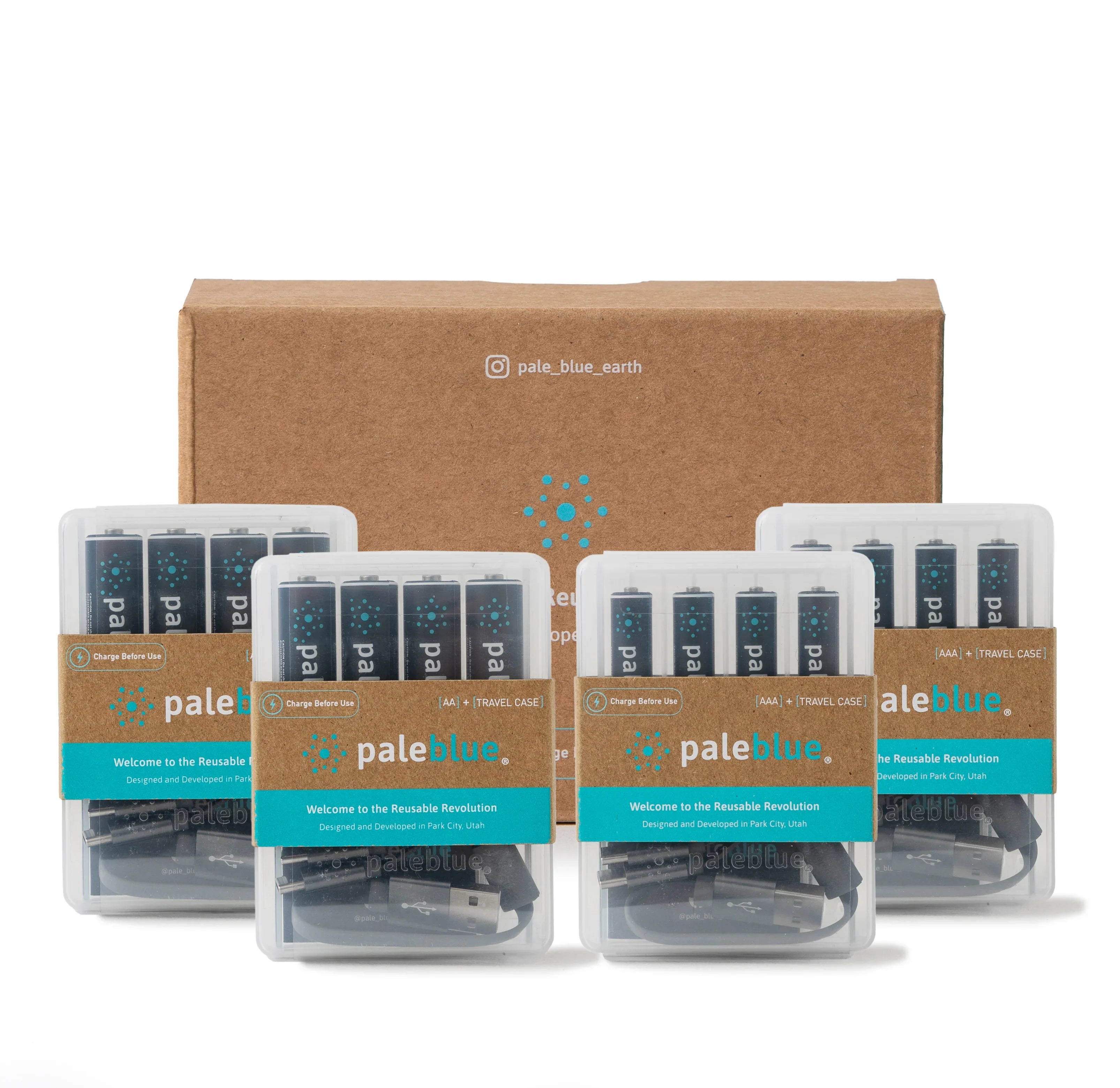Four packed sets of Pale Blue batteries