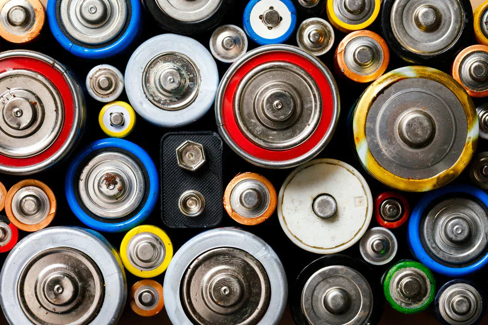 Colorful batteries, top view