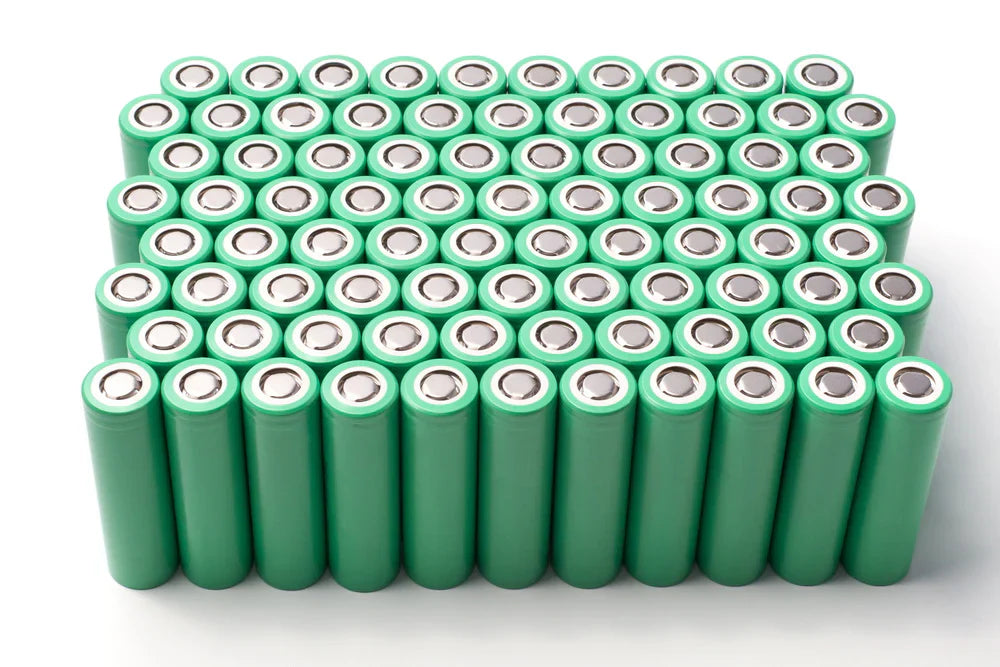 Green batteries lined up