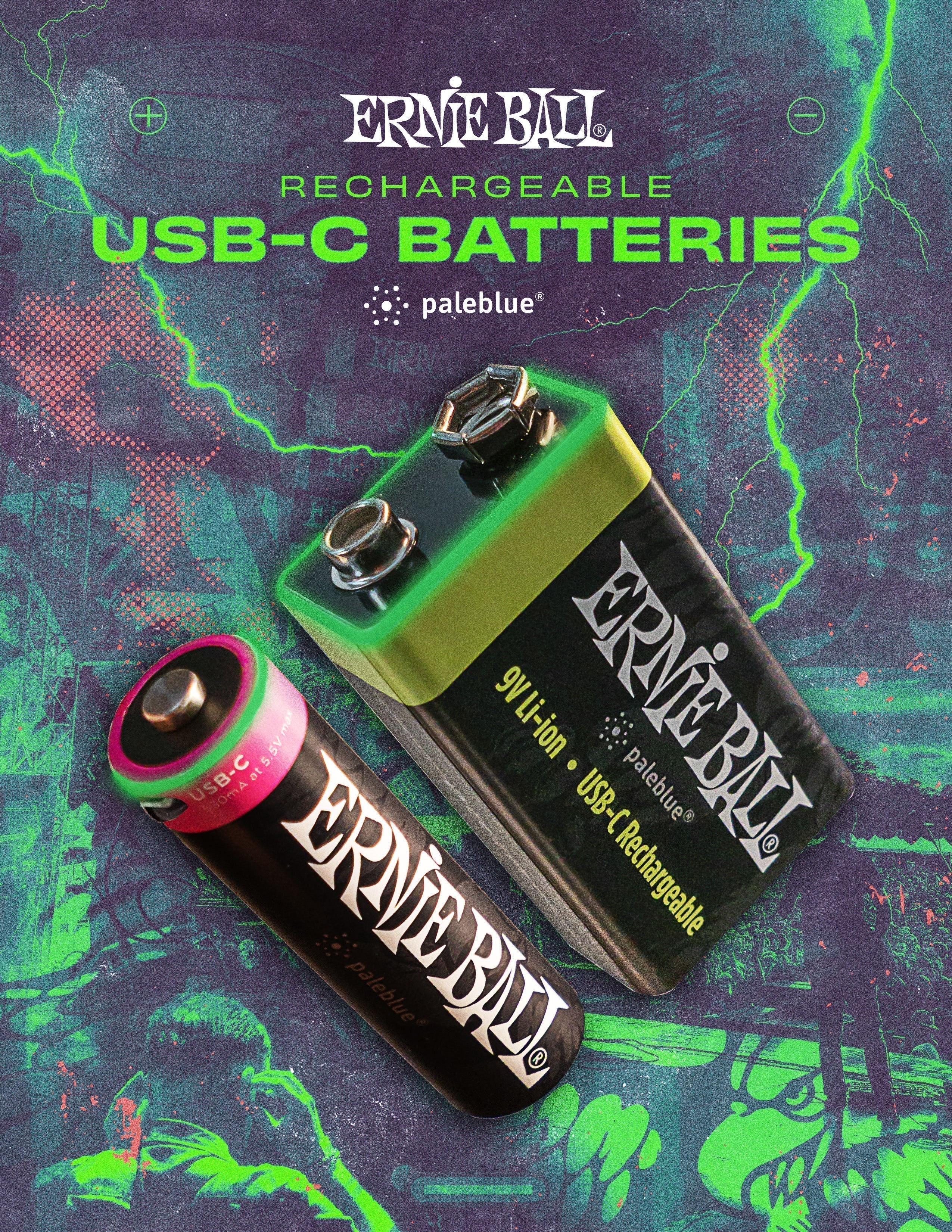 Paleblue and Ernie Ball Partner to Bring Sustainable, High-Performance USB-C Rechargeable Batteries to Musicians Everywhere