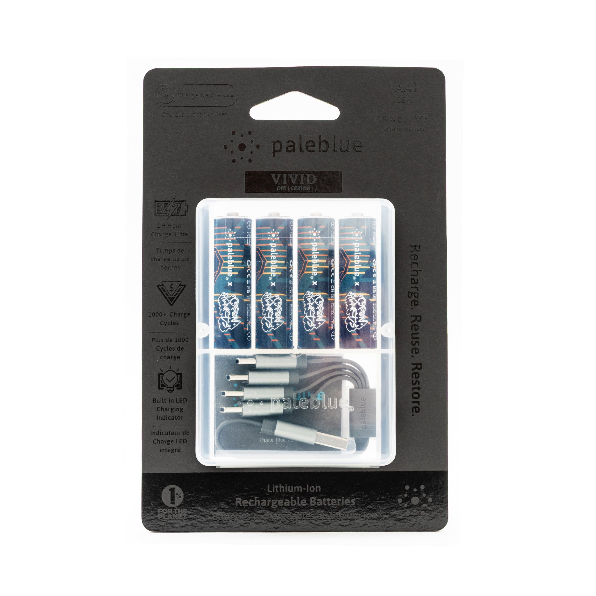 Paleblue X Open Hearts AA USB Rechargeable Lithium Batteries