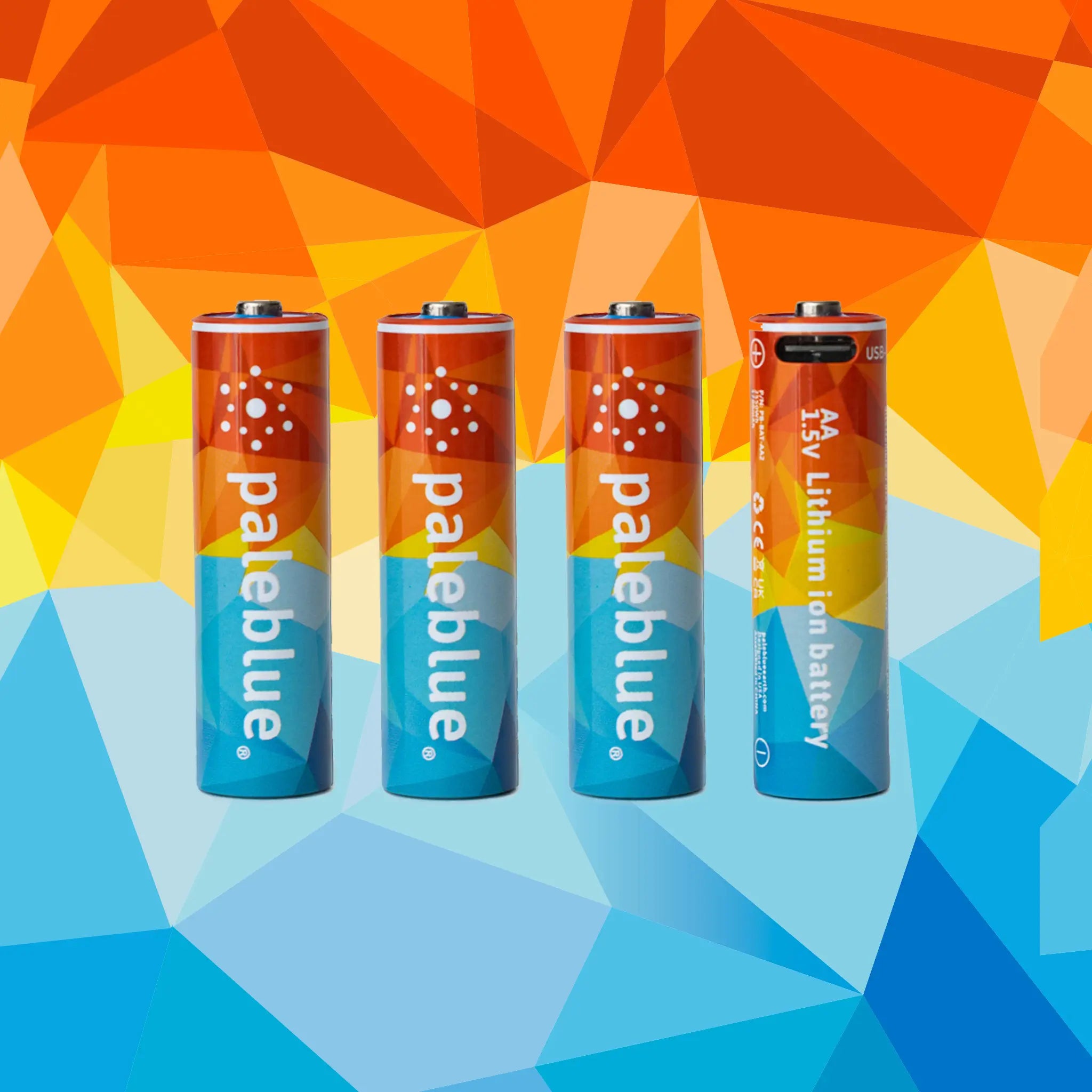 VIVID Geometric AA USB Rechargeable Lithium Batteries | Paleblue