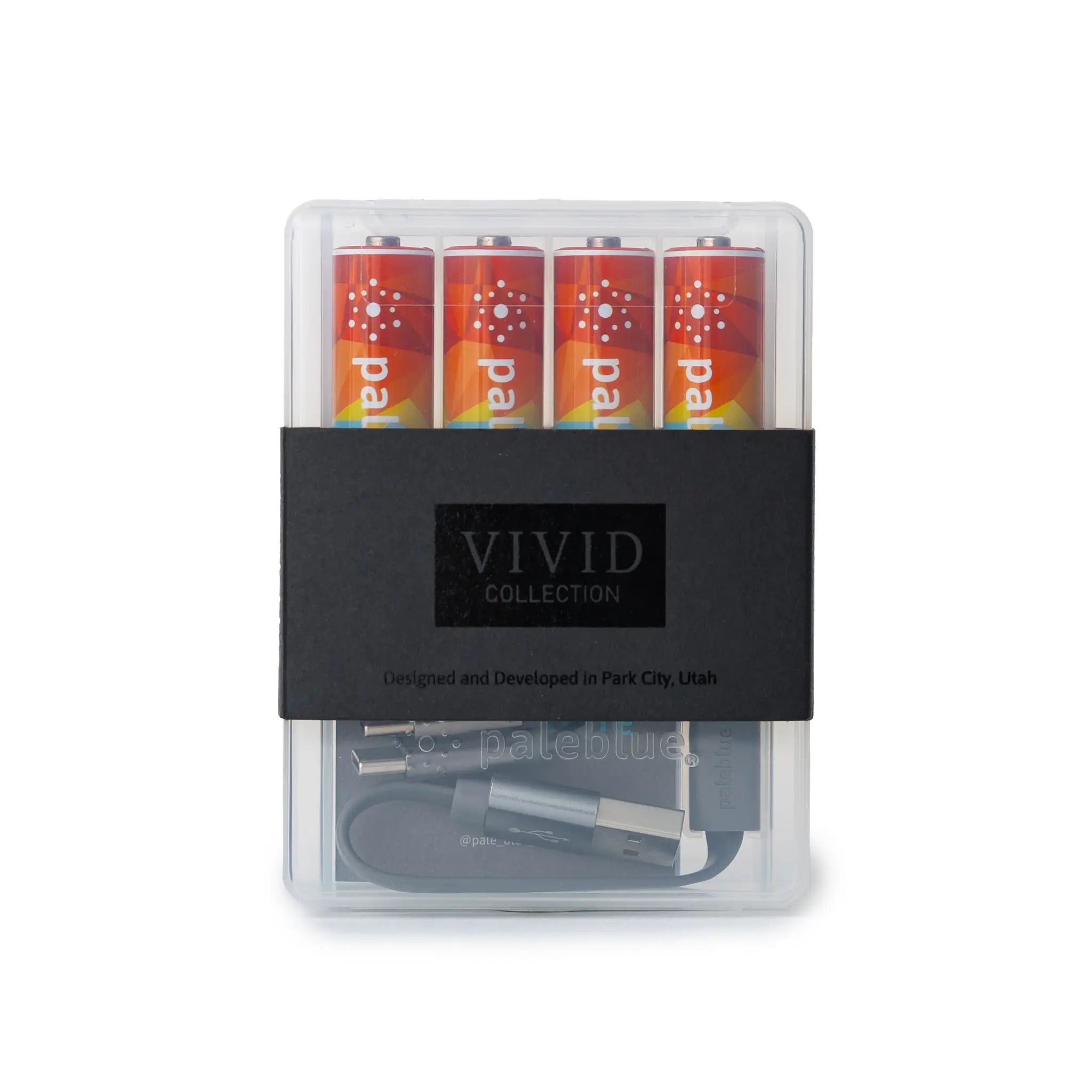 VIVID Geometric AA USB Rechargeable Lithium Batteries | Paleblue