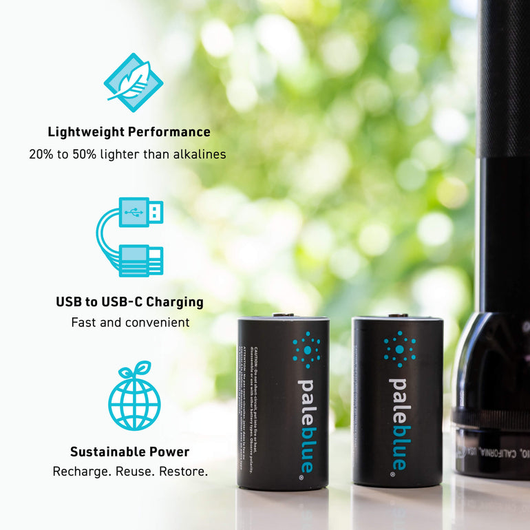 Rechargeable D Batteries with USB-C | Paleblue